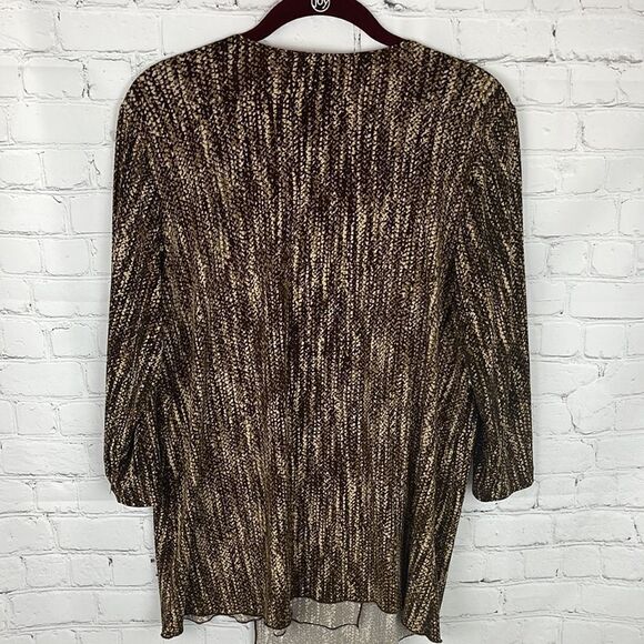 Fashion Bug 3/4 sleeve Brown Blouse with Gold Sequin Band Size 14/16 - Picture 6 of 6